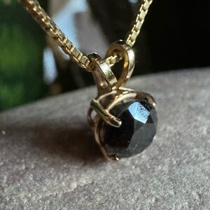 14k .58ct Black Diamond Pendant Necklace